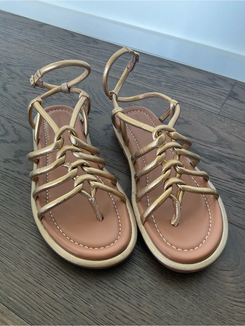 Nordstrom Metallic Gold Strappy Gladiator Sandals